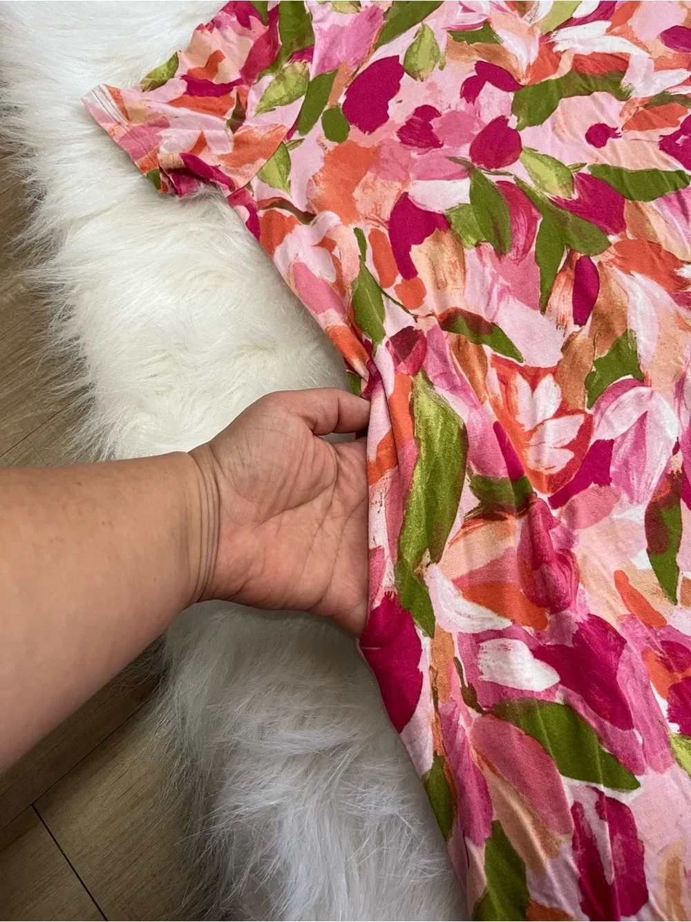 Terra & Sky Floral Roll Cuff T-Shirt Dress Size